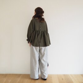 ■Pre-order■Double gauze gather blouse / BROWNの画像