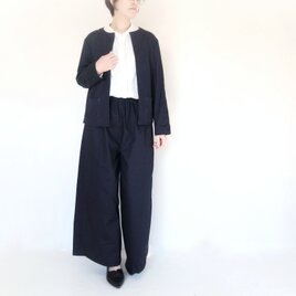 【1点限り・お仕立て】いつもの日も特別な日も、わたしらしく　濃紺　パンツスーツ　セットアップ　遠州織物　フォーマルの画像