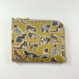 ネコの日　ポケットL字財布　小銭ポケットマチあり　リバティプリント　ウィロビーミューズ　ビニコの画像