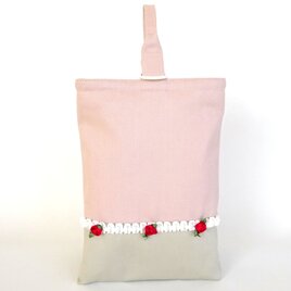 飾りが選べる シューズバッグ　入園　入学　花　レース　フリル　ピンク　スモーキーピンク　くすみピンクの画像