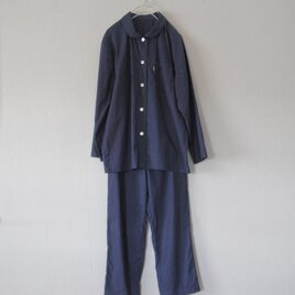 木綿のパジャマ　紺色の画像