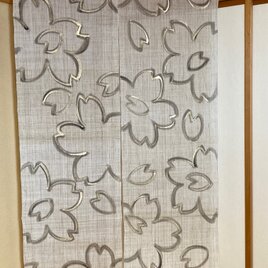 麻暖簾　桜　2巾の画像