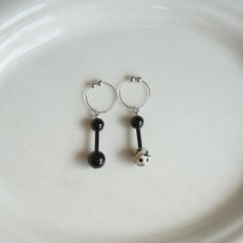 ダルメシアンジャスパー×オニキス pierce/earring  <04>