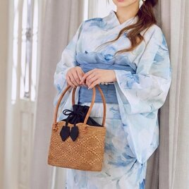 小さめサイズ☆カジュアルにかごバッグを楽しむ♪アタバッグ　バリ島　ハンドバッグ　ハンドメイド　かごバック