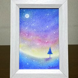 パステルアート　星空のカーテン　パステル画原画の画像