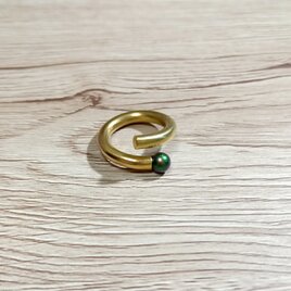 Brass Open Ring w/Crystal Pearl（リングサイズ13号）の画像