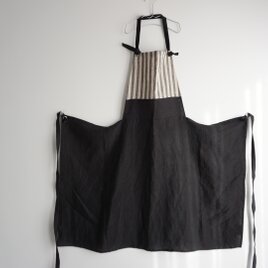 black×Stripe linen Apron  two toneの画像