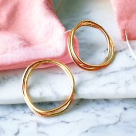 ゴールドサークルスタッドピアス、18K gold plated circle stud earringsの画像