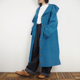 Furusuフードロングジャケット（木綿 薄藍）【受注生産対応】の画像