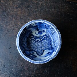青で素敵◆伊万里　線描き染付小鉢　器　骨董・antiques 丁寧な暮らしに。江戸期の画像