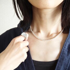 【受注制作】スターリングシルバーボールネックレス　4ｍｍビーズ　40cm　siver925の画像