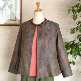 着物リメイク　上品な紬のペプラムジャケットの画像