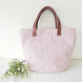 持ち手がレザー♡ボーダートートbagの画像