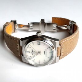 腕時計ベルト TISSOT PRX POWER MATIC 35専用 Dバックル仕様 ベージュ #167の画像