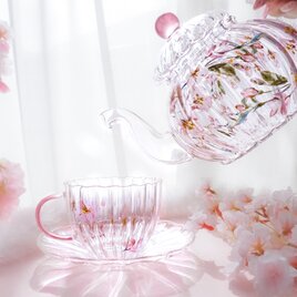 桜が舞う〜耐熱ガラスのティーセット〜の画像