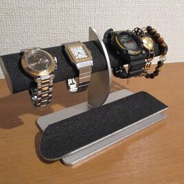 時計スタンド　腕時計スタンド　ウオッチスタンド　ブラック楕円パイプ腕時計スタンドロングハーフパイプトレイ　の画像