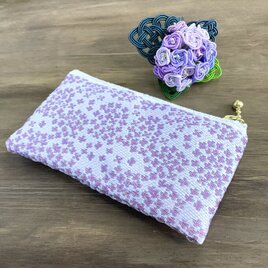【紫陽花】畳縁　ぺたんこ　ミニポーチ　小銭入れ　カードケース　紫　アジサイ　雨の画像