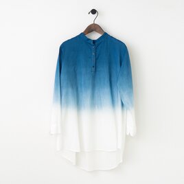 【天然藍cotodemo】チュニックシャツ/白暈(しろぼかし)の画像
