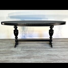＜大サイズ＞クラシックモダン　ダイニングテーブル　カフェテーブル　オーバル天板　楕円　二本足の画像