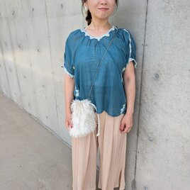 半袖の服～「芽吹き」透ける服  ターコイズブルー　　の画像