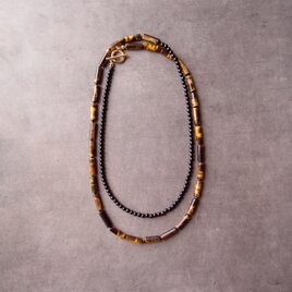 Tigereye × Black Tourmaline Necklace【GP・受注制作】タイガーアイ ネックレスの画像