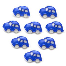 キッズボタン おもちゃの車 ブルー 8個 B-0964 自動車 くるま　のりもの　乗り物　入園入学の画像