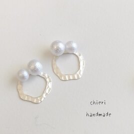 c14J86【SILVER】【メタル】＆【パール】のノンホールピアス　の画像