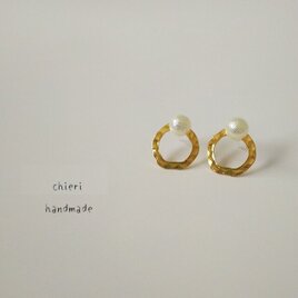 c20J86【GOLD】【メタル】＆【パール】のノンホールピアス　の画像