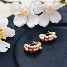 【チタンピアス】桜 ピーチピンク パール・小サイズの画像