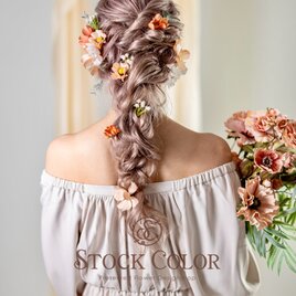 コスモスとユーカリのヘッドドレス/ヘアアクセサリー＊ウェディング 結婚式 白無垢 和装 成人式 卒業式 髪飾り 袴 前撮りの画像