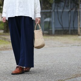 藍染 ロングキュロット（備後節織 濃紺）の画像