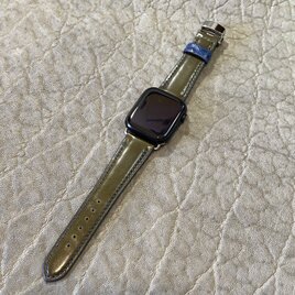 アップルウォッチベルト/オイルコードバン・オリーブ・手縫い（For Apple Watch42/44/45/49mm）の画像