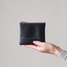 ”小さくスリム” な【M】Minimal Wallet  上質イタリアンレザー  - ブラック -の画像