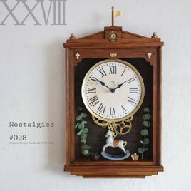 【送料無料】NOSTALGICO #028 レトロな掛け時計　Mサイズ 手作り品 アンティーク調 木製　インテリアの画像