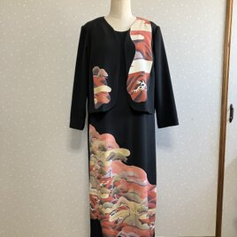 No.110留袖ドレス　ノースリーブとボレロ(カーブ)L L〜3Lサイズ15号の画像