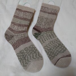 手編み靴下   ジョグレスストライプの画像