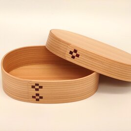 鳥取の曲げわっぱ　小判型　大サイズ　花柄