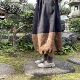 【着物リメイク】ふんわりバルーンスカート/大島紬/リバーシブルの画像