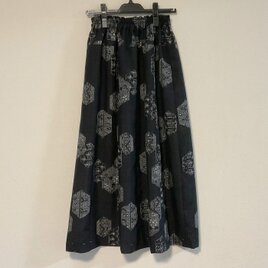 着物リメイク Ｙ  ギャザースカート  シルク 古布正絹 着物スカートの画像