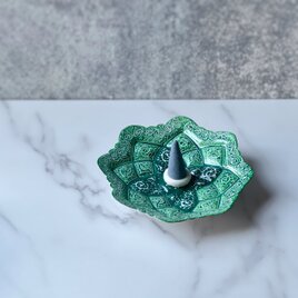 ペルシャのエナメル皿（ミーナーカーリー）飾り皿　アクセサリートレイ　香皿　Φ11ｃｍ【010-032】の画像
