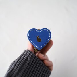 うさぎの心❤︎小さいハートの牛革コインケースorジュエリーケース/ブルー/ ミニ 財布 コンパクトの画像