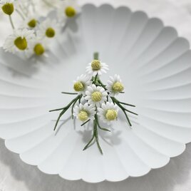 布花人気のハーブ、カモミールのブーケブローチの画像