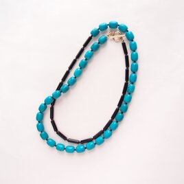 MagnesiteTurquoise×BlackOnyx Necklace／マグネサイトターコイズ×ブラックオニキスネックレスの画像