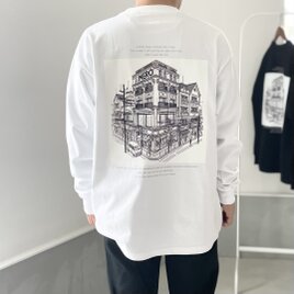 『2024新作』USAコットン バックプリント ロングスリーブTシャツ ユニセックス 5色展開 【ホワイト】の画像