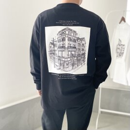 『2024新作』USAコットン バックプリント ロングスリーブTシャツ ユニセックス 5色展開 【ブラック】の画像