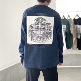 『2024新作』USAコットン バックプリント ロングスリーブTシャツ ユニセックス 5色展開 【ネイビー】の画像