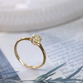【レモンクォーツ】 誕生石 ヘキサゴンカット 5mm silver925天然石六角指輪 ゴールド色 アクセサリー ジュエリーの画像