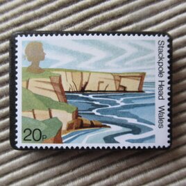 イギリス　切手ブローチ 9601の画像