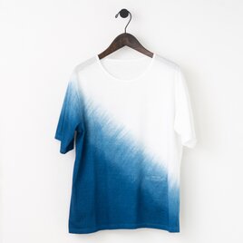 【天然藍cotodemo】半袖カットソー/白暈(しろぼかし)の画像