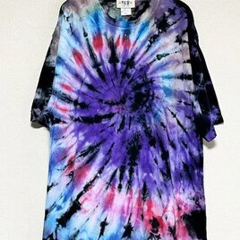 タイダイ染め Tシャツ　XXLサイズ　ブラック×カラフル　スパイラル　 Hippies Dye HD21-51の画像